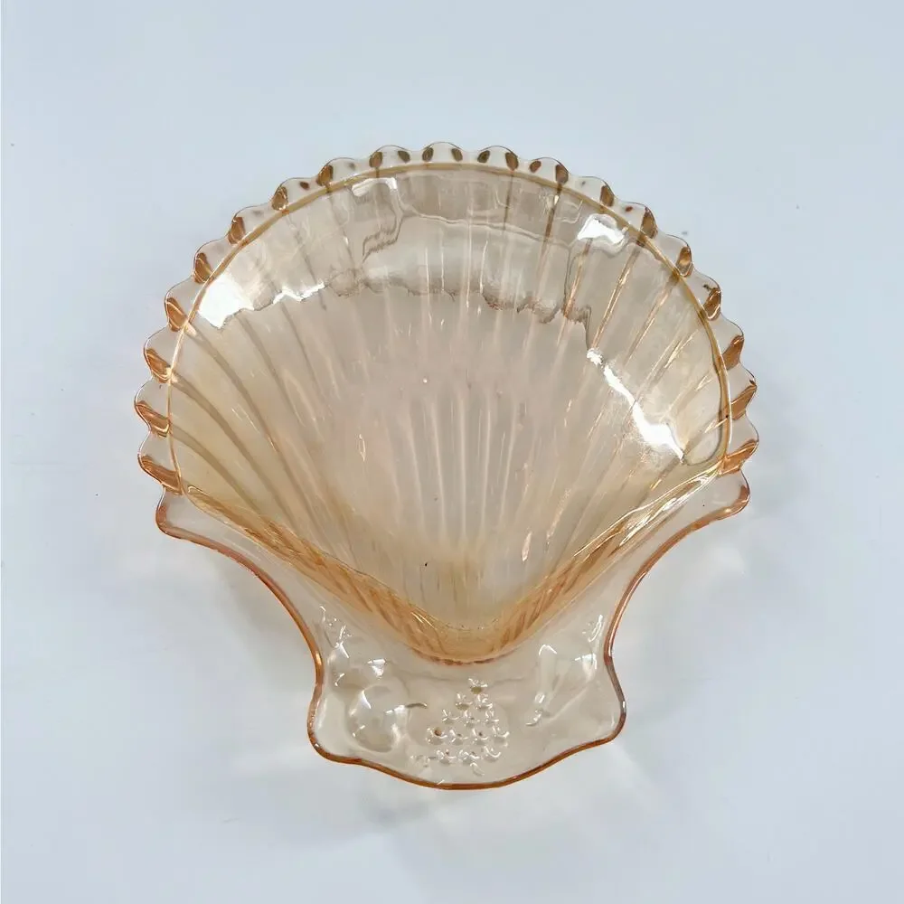Vintage Marigold Carnival Glass Shell Trinket Soap Dish